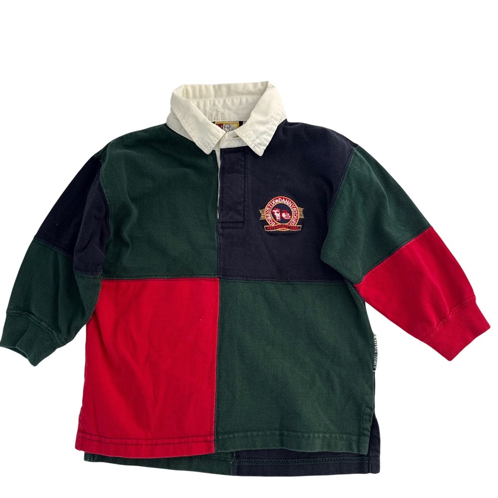 Vintage 90s Bobby Stix n Danny Stone ColorBlock Rugby Shirt Boys 3T long sleeve